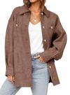 Blusão Dokotoo Ladies Fall Oversize Shacket Brown Medium Blusão Dokotoo Ladies Fall Oversize Shacket Brown Medium