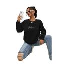 Blusão Feminino Casual Com Estampa De Coração, Manga Longa, Gola Redonda, Design Geométrico, Lavável