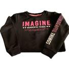 Blusão infantil m/l menina le petit cropped imagine escrita em neon - tamanho 02 - preto