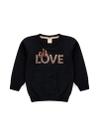 Blusão Inverno Menina Preto em Moletom Love Oncinha com Laço
