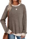 Blusas de manga comprida SAMPEEL para mulheres plus size marrons 2GG Blusas de manga comprida SAMPEEL para mulheres plus size marrons 2GG