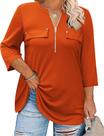 Blusas de túnica para mulheres Kancystore Plus Size Burnt Orange 5X