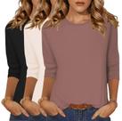 Blusas de verão Zeagoo 2025, manga 3/4 para mulheres, folgada, pacote com 3