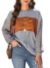 Blusas Dokotoo Halloween Spooky Season listradas para mulheres 2024
