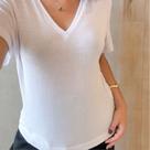 Blusas Feminina Manga Curta Gola V T-Shirt