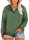 Blusas femininas com capuz Eytino Plus Size, gola de botão, verde 2X