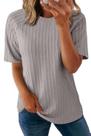 Blusas femininas de verão Dokotoo, camisas de manga curta para mulheres de 2025, roupas modernas e femininas, blusas femininas, fofas para trabalhar, elegante, casual, túnica folgada, blusas, cinza, S