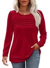 Blusas femininas elegantes, casuais, de manga comprida, roupas de Natal, suéteres plissados de outono para leggings, vermelhos, GG