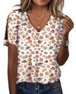 Blusas femininas HOTYD, algodão, boho, estampa floral, decote em V, casual