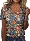 Blusas HOTYD Boho com estampa floral de manga curta de verão para mulheres
