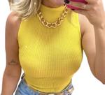 Blusinha Blusa Garrafinha Feminina Tricot Modal Canelado Gola Alta