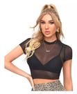 Blusinha Blusa Tule Transparente Cropped Renda Alça Soltinha