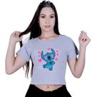 Blusinha Cropped Algodão Lilo Stitch Coração