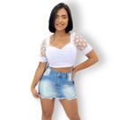 Blusinha Cropped Canelado Ribana Manguinha Blusa Feminino