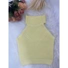 Blusinha Cropped Regata Frente Única Feminina Gola Alta Garrafinha Com Ponto Crochê Em Tricô Modal Blusinha Cropped Regata Frente Única Feminina Gola Alta Garrafinha Com Ponto Crochê Em Tricô Modal