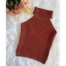 Blusinha Cropped Regata Frente Única Feminina Gola Alta Garrafinha Com Ponto Crochê Em Tricô Modal Blusinha Cropped Regata Frente Única Feminina Gola Alta Garrafinha Com Ponto Crochê Em Tricô Modal