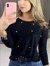 Blusinha feminina com aplique de pérolas modinha