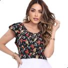 Blusinha Feminina Social Crepe Estampa Floridas Lindas