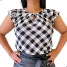 Blusinha Feminina Social Crepe Estampa Xadrez