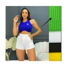 Blusinha Feminina Top Cropped Brasil Copa Torcida Manga Curta