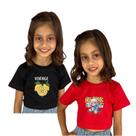Blusinha Infantil Cropped Manga Curta Juvenil Kit 2 Peças
