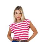 Blusinha Listrada Basiquinha Feminina Muscle Tee Cor Rosa Pink Tamanho Único
