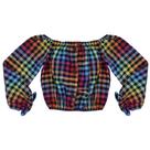 Blusinha Look Jeans Cropped Xadrez
