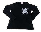 Blusinha Menina Manga Longa De Frio Inverno Minnie Preta