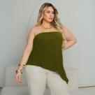 Blusinha Plus Size Assimétrica Fresquinha Bata Feminina Sem Alça Casual Verão Praia Passeio