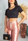 Blusinha Top Cropped Ribana Canelado Manga Curta Blusinha Top Cropped Ribana Canelado Manga Curta