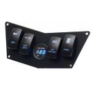 Bn1628 - painel de comando hexagonal 4 botoes 2 funcoes 12v-24v voltimetro digital led azul para uso em embarcacoes