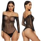 Body arrastão luxo manga comprida com detalhes em strass