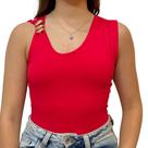Body Assimétrico com Detalhes Metálicos cor:vermelhotamanho:M