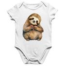 Body Bebê Algodão Bicho Preguiça Coração - Foca na Moda