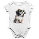 Body Bebê Algodão Cachorro Shih Tzu Filhote - Foca na Moda