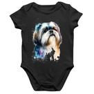 Body Bebê Algodão Cachorro Shih Tzu Watercolor - Foca na Moda