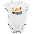 Body Bebê Algodão Gatinho Relaxando na Bóia - Foca na Moda