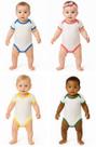 Body Bebê Branco Acabamento Colorido, Malha, ideal para Sublimação e Personalização.
