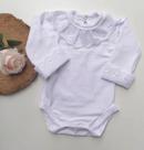 Body Bebê Branco Manga Longa Renda Bordado