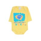Body Bebê Brasil Amarelo Copa Hexa 100% Algodão Manga Longa Tamanho:G
