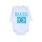 Body Bebê Brasil Branco 100% Algodão Manga Longa Tamanho:G
