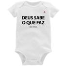 Body Bebê Deus sabe o que faz, eu não - Foca na Moda