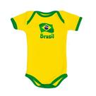 Body Bebê do Brasil Amarelo Manga Curta Torcida Baby