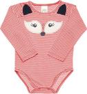 Body Bebe Feminino Listrado Vermelho Tam G9-12 meses Dicanela