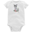 Body Bebê Gato e Flores - Foca na Moda Body Bebê Gato e Flores - Foca na Moda