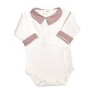 Body bebê gola quadradinho - Off white e vermelho