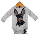 Body Bebe Infantil Cachorro Cao Dog Pinscher Preto Marrom