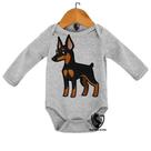 Body Bebe Infantil Cachorro Cao Dog Pinscher Raca Canina