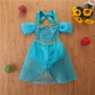 Body Bebê Infantil Fantasia de Festa semelhante Princesa Jasmine Alladin Azul