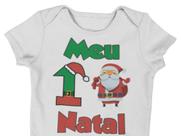 Body Bebê Infantil Meu Primeiro Natal Roupinha Branca